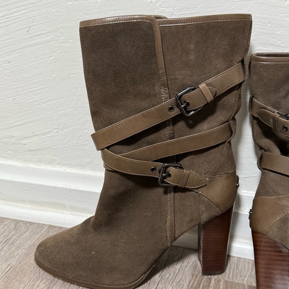 Coach Alexandra Suede Boots Chunky Heel 10 brown - Picture 6 of 11